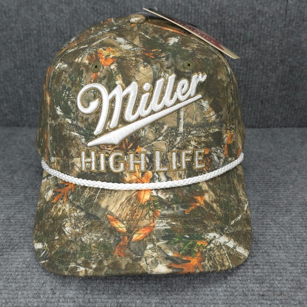 Miller High Life Hat Camo Cap Snap Back One Size Beer Outdoors Hunting Mens New